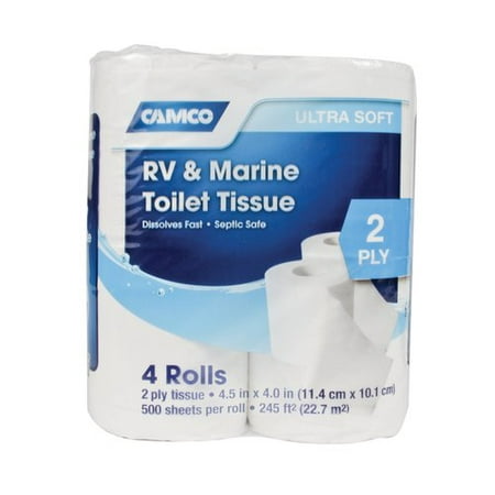 (8 Pack) Camco Toilet Paper, RV & Marine Fast Dissolving 2-Ply Tissue, 4