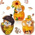 thumbnail image 1 of 3 Pieces Fall Wooden Table Centerpieces Decor Thanksgiving Squirrel Acorns Table Decors Thanksgiving Tiered Tray Decor Autumn Rustic Wooden Table Sign for Home Autumn Party Tiered Tray Table Decor, 1 of 7