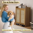 thumbnail image 3 of Luban Nese Boho Rattan Shoe Storage Cabinet Wooden Freestanding 2 Doors, 3 of 7