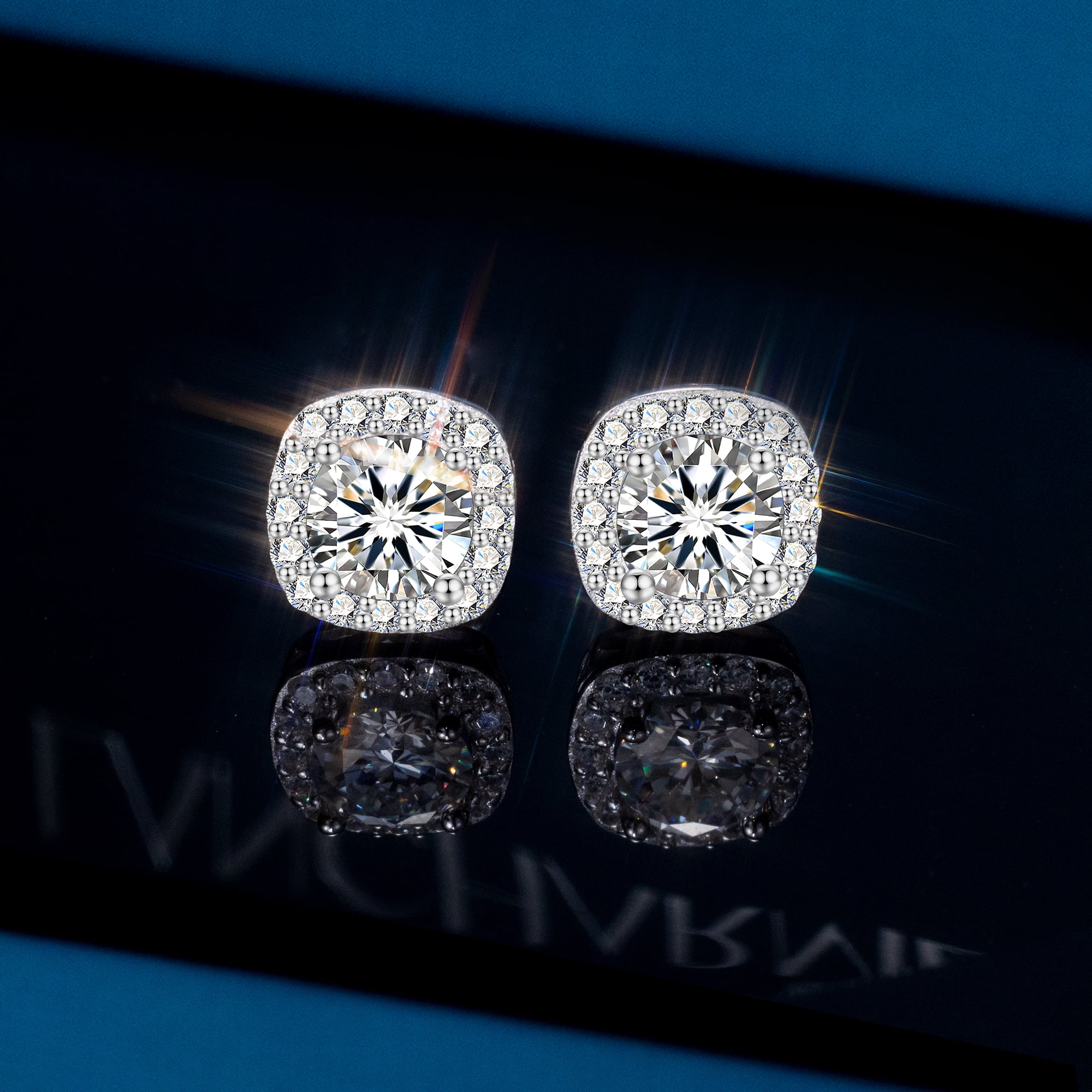 LANCHARMED Moissanite Earrings Stud for Women, 925 Sterling Silver White Gold Plated 1-2 Carat Lab Created Diamond Earring Jewelry Gifts for Women
