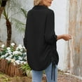 thumbnail image 3 of biudgviw Women's Shirts for Beach Vacation Drawstring Swimsuit Cover up Oversized Casual Roll up Long Sleeve V Neck Going Out Tops, 3 of 3
