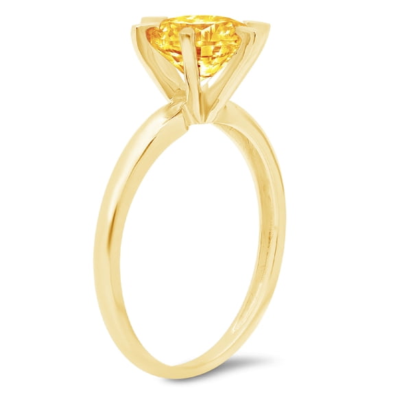 1.5 ct Round Cut Natural Citrine Solitaire Engagement Ring for Women in 18K Yellow Gold