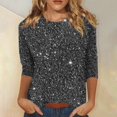 thumbnail image 2 of Womens Mardi Gras Tops 2026 Carnival Outfits Tops Crew Neck Mask Graphic Sequin Print Shirts Tshirt Clothing, 2 of 5