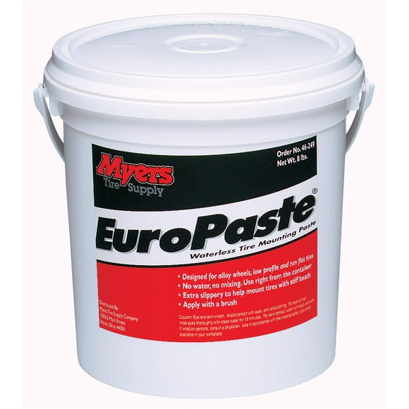 Myers EuroPaste Waterless Wax Type Tire Lubricant for Easier Mounting of Car, Truck, Bus and OTR Tires, and Aid in Bead Seating, Tall Bucket for Narrow Lube Bucket Holders, (8 lbs)