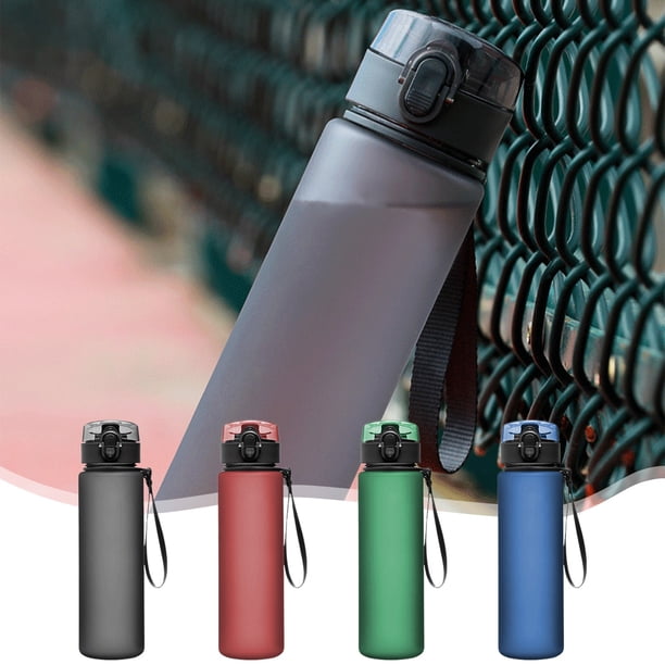 Botella deportiva impermeable con asa - Botella de agua de plástico para gimnasio y yoga de 560 ml para ejercicio físico - Roja, negra, verde, azul