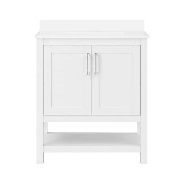 Ove Decors Vegas 30 In W X 19 D Pure White Bathroom Vanity With Engineered Marble Countertop Com Ove Decors Vegas 30 In W X 19 D Pure, Ove Decors 30 Inch White Vanity Unit