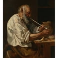 thumbnail image 2 of Johann Carl Loth 15x16 Black Ornate Wood Framed Double Matted Museum Art Print Titled - Old Peasant Lighting a Pipe (C. 1660), 2 of 5