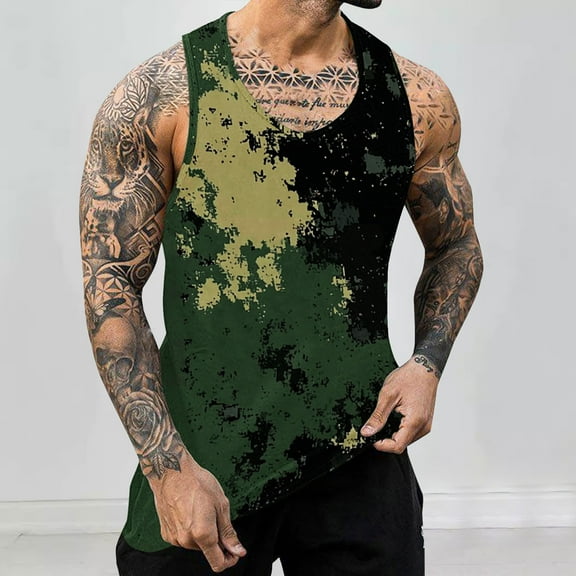 ALLLIST Summer Tank Tops for Men Big And Tall Sleeveless Pullover Casual Camouflage Undershirts for Men Size S-4XL