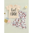 thumbnail image 2 of Franhais Girl’s T-shirt and Trousers Set Fashion Letter Short Sleeve Tops and Flower Print Flared Pants, 2 of 9
