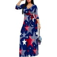thumbnail image 2 of Women's Maxi Floral Print Casual 3/4 Sleeve V-Neck Wrap Tie Waist Long Dress For Women Plus Size Summer Vacation Boho Beach Chic Curvy Elegant Outwear Vestidos, 2 of 4