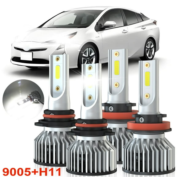 For Toyota Prius 2010-2015 H11 9005 LED Headlight Bulbs High Low Beam Lamp Cool White 60W 6000K Combo 12000LM 4Pcs