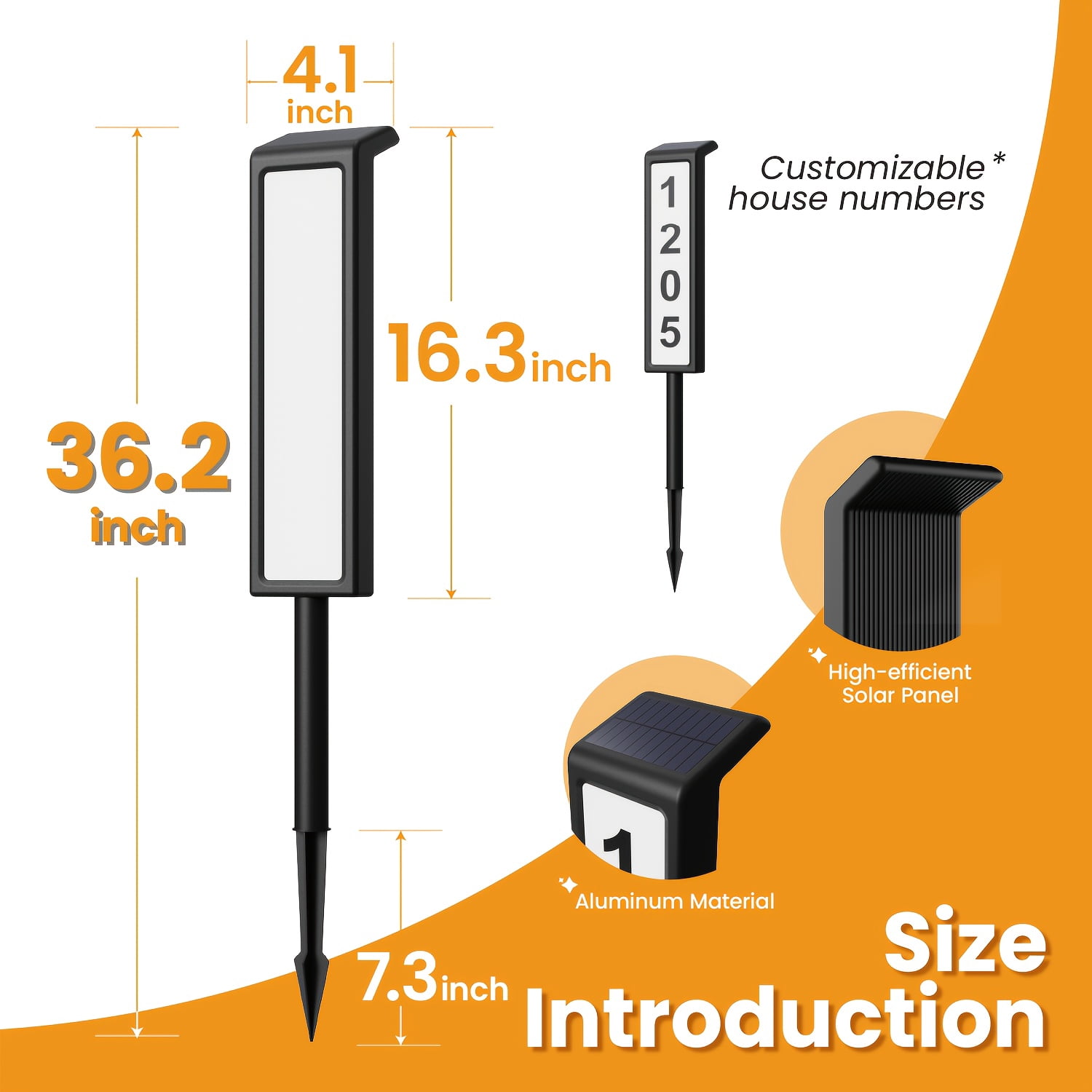 Solar Address Sign, House Numbers for Outside, Lighted Address Plaque Outdoor Waterproof, Illuminated LED Address Number