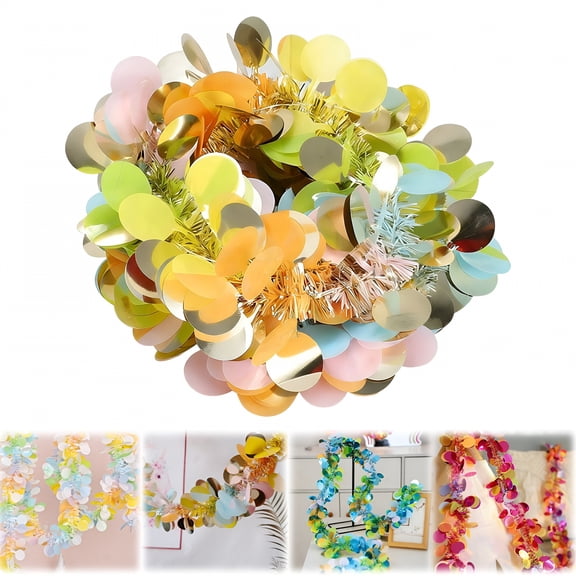 XIBUFE Easter Garland Decor,6.5Ft Glitter Tinsel Spring Garland Decorations for Tree Mantle Bedroom Office Classroom Party Indoor Outdoor Holiday Home Pink Yellow Blue Green White