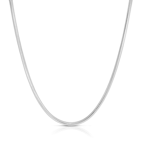 ARGENTO REALE Collier Chaîne Serpent en Argent Sterling 925 2MM-5MM, Collier Chaîne Serpent Italien Rond Flexible 16-30, Collier en Argent Fabriqué en Italie