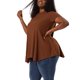 thumbnail image 1 of Women's Plus Size Short Sleeve Tunic Handkerchief Hem Summer Casual Top Brown 3X, 1 of 6