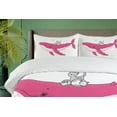 thumbnail image 4 of Ambesonne Cartoon Duvet Cover Sets, 3 Cats Big Fish Magic, 2-King, Pink, 4 of 7