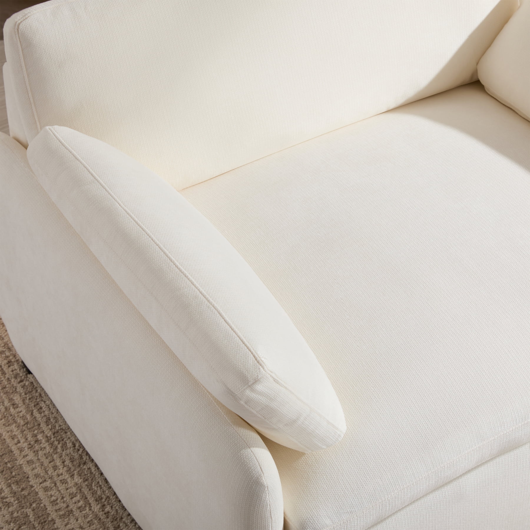 Leumius 50" Oversized Single Sofa Chair, Upholstered Chenille Accent Chair with Wide and Deep Seat, Modern Comfy Armchair,with Pillows for Living Room,Apartment,Bedroom,Cream