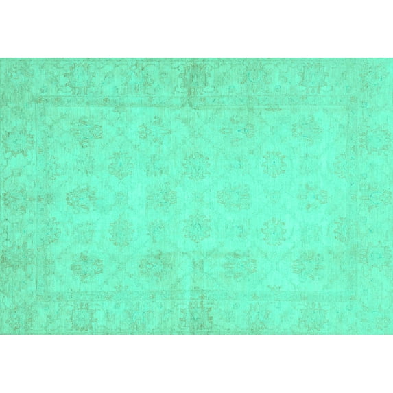 Ahgly Company Indoor Rectangle Oriental Turquoise Blue Modern Area Rugs, 6' x 9'