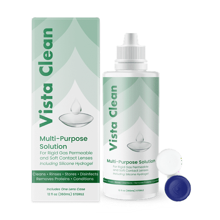 Vista Clean Multi-Purpose Solution | Contact Lens Solution for Scleral and Gas Permeable Contact Lenses, with Lens Case | 12 Fl Oz