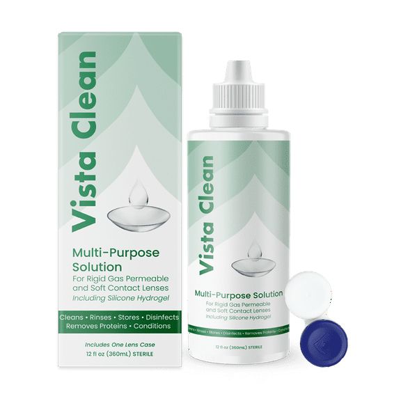 Vista Clean Multi-Purpose Solution | Contact Lens Solution for Scleral and Gas Permeable Contact Lenses, with Lens Case | 12 Fl Oz
