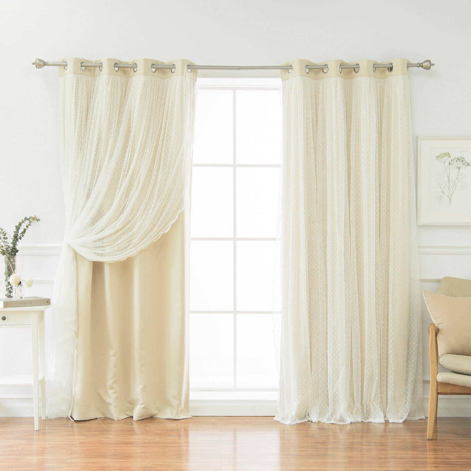 Best Home Fashion Some Day Dotted Lace Overlay Grommet Curtain Panel ...