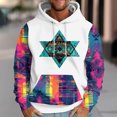 thumbnail image 2 of ZCFZJW Men Vintage Aztec Tribal Pullover Hoodie Western Ethnic Graphic Hooded Sweatshirts Long Sleeve Patchwork Pullover Tops with Pocket White XXL, 2 of 5