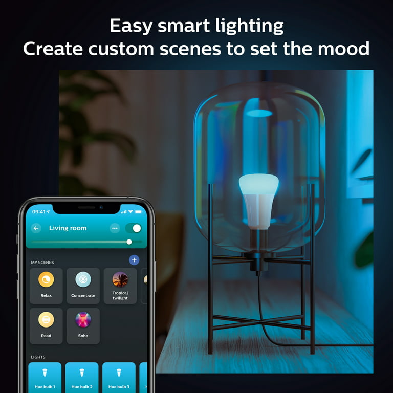 Philips Hue White and Color Ambiance A21 LED Smart Bulb, White 