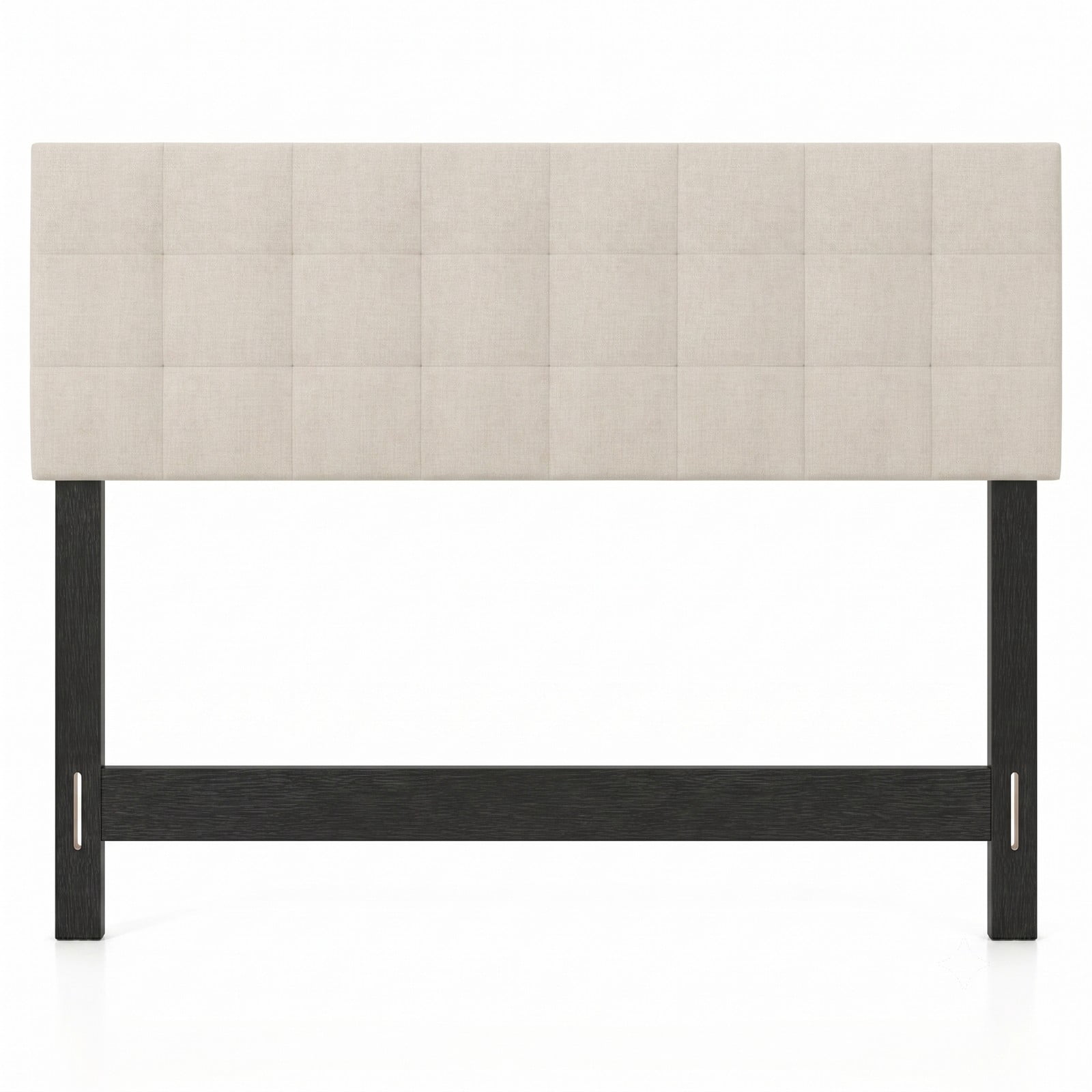 Furnibear Upholstered Headboard for Full and Queen Beds, Quilted Grid Linen Bed Frame Headboard with Adjustable Legs, Fits Queen Bed Frame, Beige