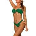 thumbnail image 4 of Women's Bandeau Bikini Sets, Ribbed Bowknot Strapless with Bottoms 2 Piece Swimwear Bathing Suit Swimsuit Large Dark Green, 4 of 5