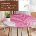 thumbnail image 4 of Pink Marble Round Tablecloth, Fitted Table Cover with Elastic for 36"-44" Round Tables, Modern Ombre Abstract Fluid Aesthetic Art Table Cloth Outdoor Indoor Dinning Party Waterproof Tablecloths, 4 of 7