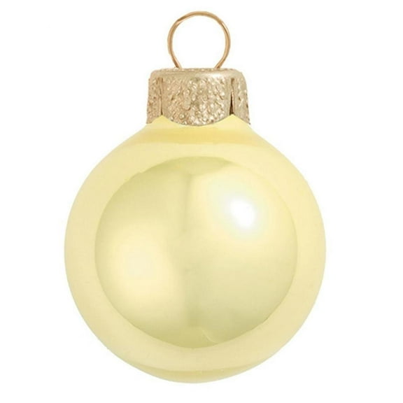 Whitehurst Large Pearl Finish Glass Christmas Ball Ornaments - 6" (150mm) - Soft Yellow -2ct