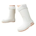 thumbnail image 3 of XIMIN Women's Solid Color Rain Boots Mid-Calf Platform Heel Shoes for Daily Wear Comfortable Slip Long Boots Comfortable Fashionable Durable Footwear, 3 of 6