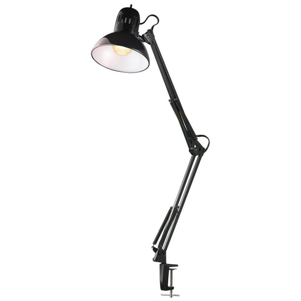 Desk Lamp Led Bulb Included, 36 In Black Metal Swing Arm Led Desk Lamp With Clamp