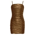 thumbnail image 1 of Moggemol Robe Caraco à Bretelles Spaghetti pour Fille Sans Manches Froncée Courte Ajustée Coupe Crayon Or 12, 1 of 7