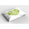 thumbnail image 2 of Ambesonne Green Flower Pillow Sham 2 Pack, Valentines Day, 26"x20", Pale Green White Black, 2 of 3
