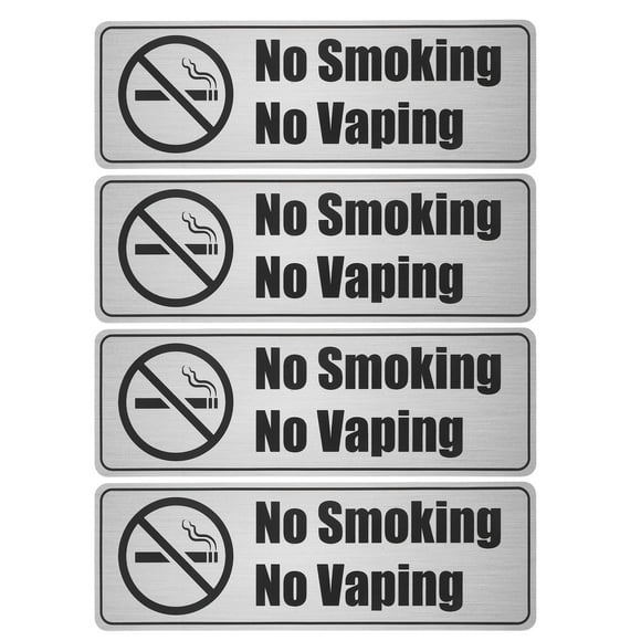 VERDANVERSE 4Set PVC No Smoking Sign Black Minimalist Design Signage for Public Place Managers
