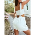 thumbnail image 5 of Coduop Women Summer 2 Pieces Mini Shorts Sets Tube Crop Top with Overall Short, 5 of 6