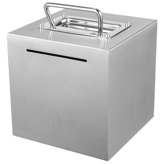 WASHWEPE 1Set Metal Savings Box for Adults Silver Square Coin Storage Simple Design