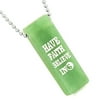 Have Faith Believe in Miracles Reversible Amulet Yin Yang Energy Tag Green Quartz Pendant 22 inch Necklace