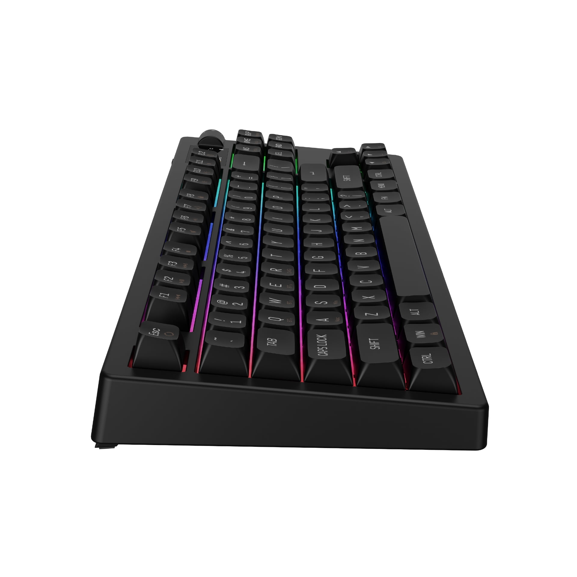 Gamdias HERMES M7 Hybrid Mechanical Gaming Keyboard with CPU/GPU Temperature Display, Bluetooth and 2.4GHz Wireless, Volume Control Knob, Hot-Swappable, USB Type-C