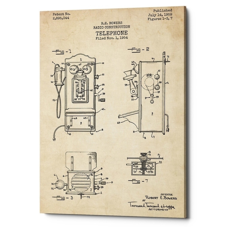 Epic Graffiti Telephone 1959 Blueprint Patent Parchment Giclee