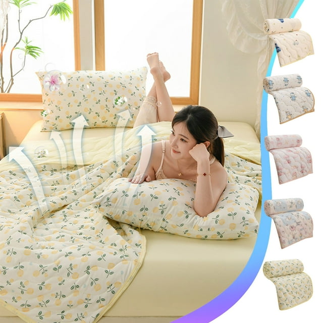 Sentmoon Cooling Summer Quilt, Ice Silk Thin Comforter, Air Conditioning Bedding, Machine Washable, Lightweight, Suitable for Singles & Double Beds, Summer Essential