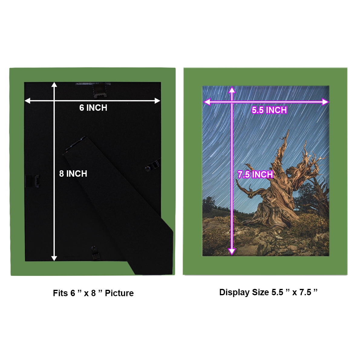 Modern 6 in. x 8 in. Green Picture Frame (Set of 4)