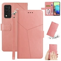 SaniMore PU Leather Wallet Case for T-Mobile REVVL V  5G (6.8" 2022), Shockproof Buffer Wrist Strap[Romoveable] Kickstand Card Slots Cash Pocket Anti-scratch Full-protective Shell, Rosegold