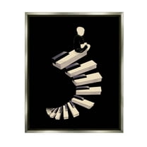 Stupell Industries Surreal Piano Keys Spiral Graphic Art Luster Gray Floating Framed Canvas Print Wall Art, Design by Matheus Lopes Castro