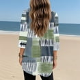 thumbnail image 4 of Wutalume 3/4 Length Sleeve Womens Tops, V-Neck Tunic with Geometric Print and Pockets, Mid-Length Casual Shirt for Everyday Fashion, Retro Style,Army Green XL, 4 of 7