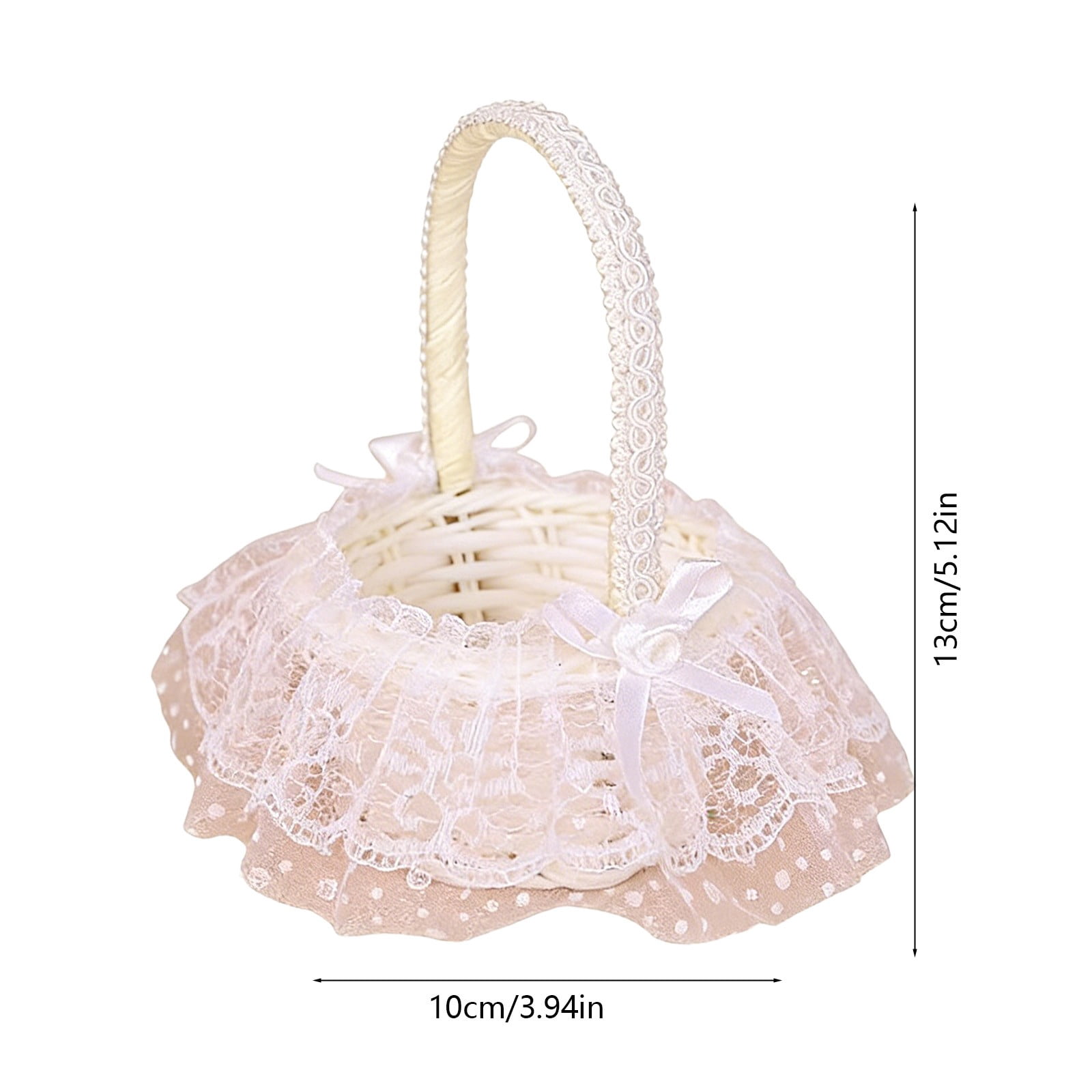 RuiJiao White Plastic Handheld Storage Basket with Floral Design, Lightweight Easter Decoration and Home Organization