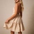 thumbnail image 4 of Warop Women's Deep V Neck Camisole Dress with Adjustable Ties, Ruffle Trim, Parallel Pleats, Backless Design, Elegant for Party and Evening Occasions, Daily Wear, 4 of 5