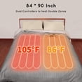 thumbnail image 2 of Electric Heated Blanket Queen Size 84"x90" with Dual Controls, Reversible Cozy Silky Flannel Fabric with Ribs, Fast Heating with 10 Heating Levels 12 Hours Auto-Off for Bedding -Grey, 2 of 14