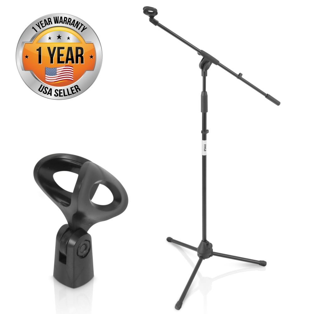 PYLE-Pro Pied De Micro à Potence Réglable Et Pliable - Base Ronde Compacte Noire